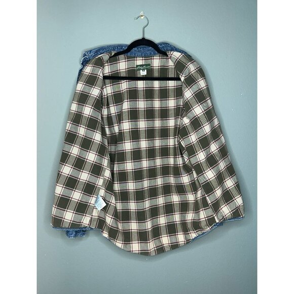 Eddie Bauer Men's Medium Flannel Lined Denim Button-Up Collared LS Shirt - Picture 3 of 11